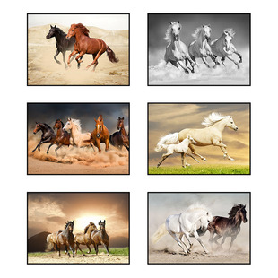 办公室装饰画卧室挂画门厅走廊过道马到成功马图案壁画现代简约画