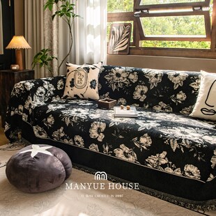 M.life 法式 中古花y卉一片式 沙发巾盖巾沙发套罩整张全盖盖 暗香