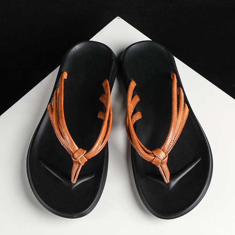 夏季人字拖男士室外皮凉鞋防汗外穿网红防滑防水个性凉拖鞋男潮流