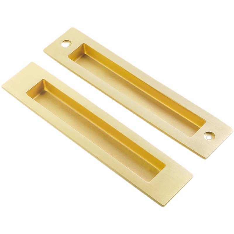 全铜对装移门拉手把手纯铜嵌入式暗装平拉手黄铜内嵌推拉移门拉手