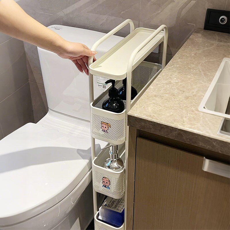 卫生间落地置物架移动窄缝收纳柜厨房多层带轮夹缝小推车门后窄架