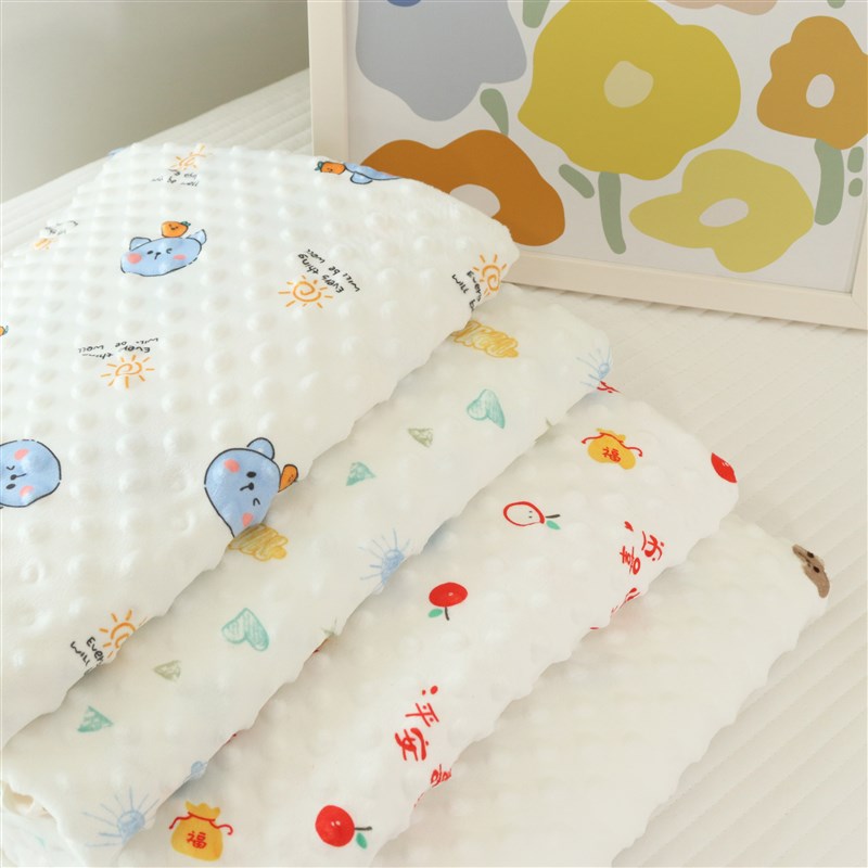 秋冬豆豆绒布料宝宝卡通纯色超柔短绒冲泡婴儿安抚百家被底布面料
