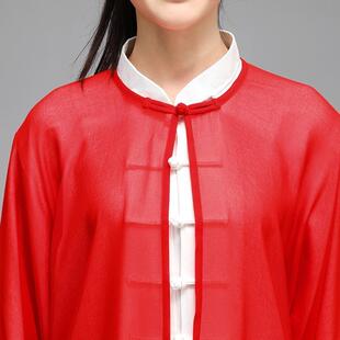 中国风男披风披肩纱衣 单件太极拳表演比赛服 网红款 太极服女披纱