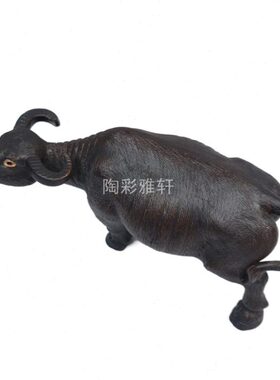 石湾陶瓷公仔纯手送礼工艺品十二生肖动物家居装饰摆件桌面青牛