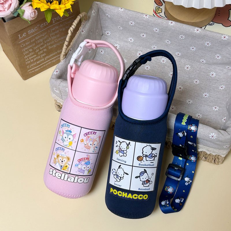 三丽鸥保温杯套斜挎杯套p保护套学生水壶套袋通用水杯套400 460ml