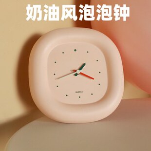 MUID泡泡钟奶油风钟表书房餐厅客厅书店挂钟卧室床头指针时钟静音