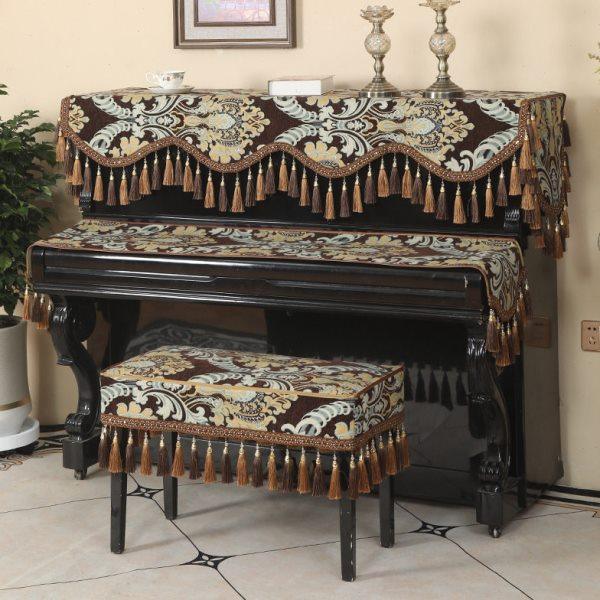 钢琴罩半罩欧式现简约轻奢琴罩三件套盖布立式防尘罩钢琴凳凳c^,居家布艺,酒瓶套,淘宝优惠券,粉丝福利购,淘宝优惠卷