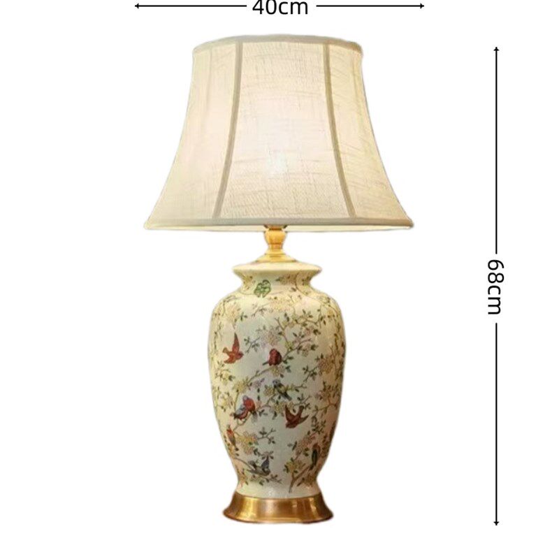 新中式古典陶瓷台灯手绘花纹酒店样板房客厅卧室床头灯装饰灯