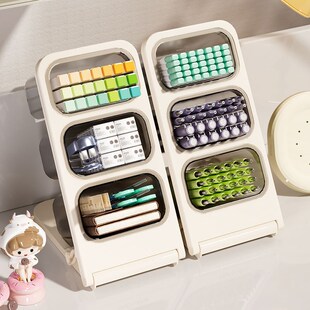 斜插桌面笔筒文具收纳盒办公室笔架课桌学生画笔书桌多分格收纳盒
