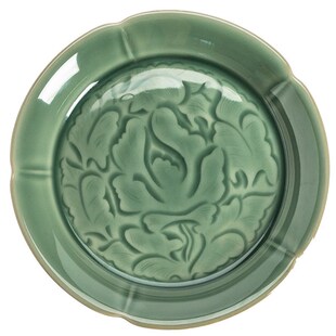 越窑青瓷葵口壶承 日式复古干泡盘茶桌小茶台 淋壶茶壶陶瓷养壶垫