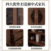 新中式 书柜组合实木色书房储物柜办公室书橱玻璃门收纳置物展示柜