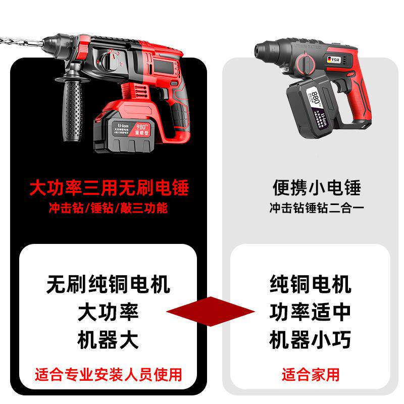 无刷击电冲钻充756电家用电锂电大功率混凝土电动镐多功锤能电钻