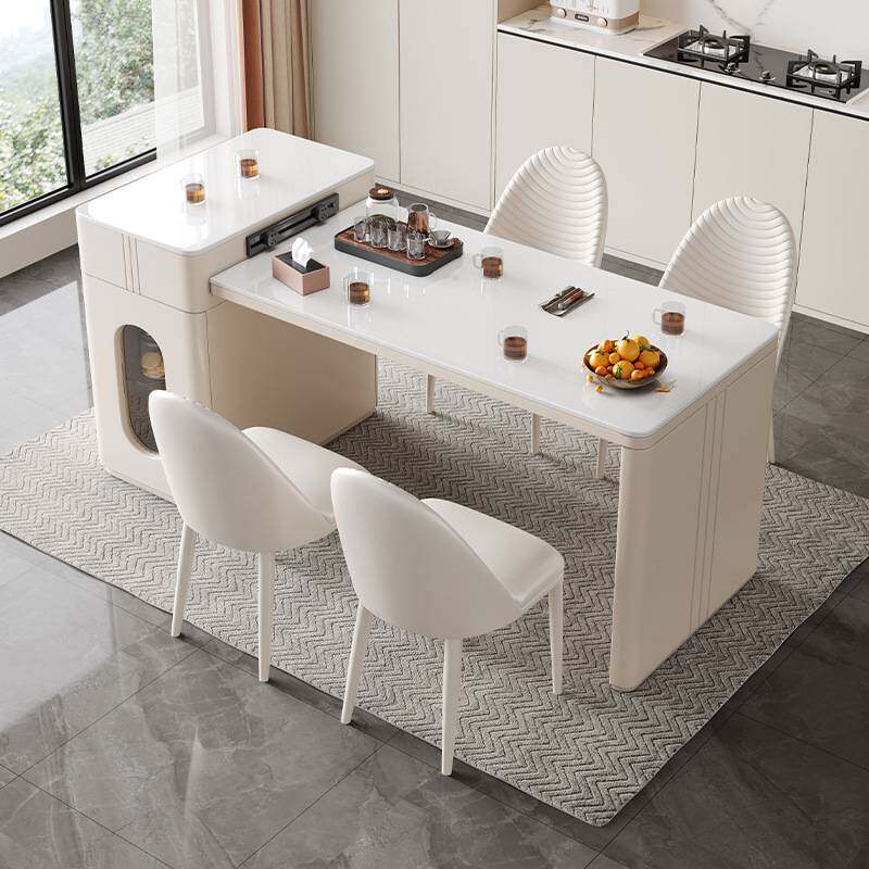 奶油风岛台茶桌一体桌椅组合现代简约家用轻奢客厅餐桌泡茶台两用