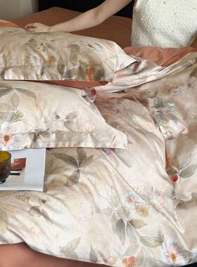 中式素枕雅100S长绒棉数码印花四件居家裸全棉套四XS248251季床品