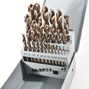 含钴麻花钻头高速钢直打柄25pcs盒套装多规格不锈电钻孔钢钻97161