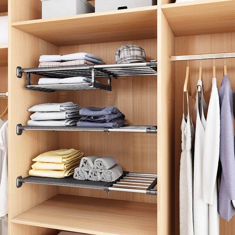 衣内分层隔板柜隔层隔TThzffhw断卧室柜打孔橱可伸缩置免物架分隔