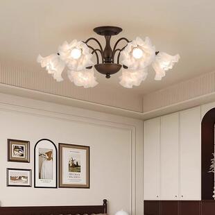 法式复古南中古餐风厅吸灯客厅灯铃257兰花洋朵房间民宿灯具卧室