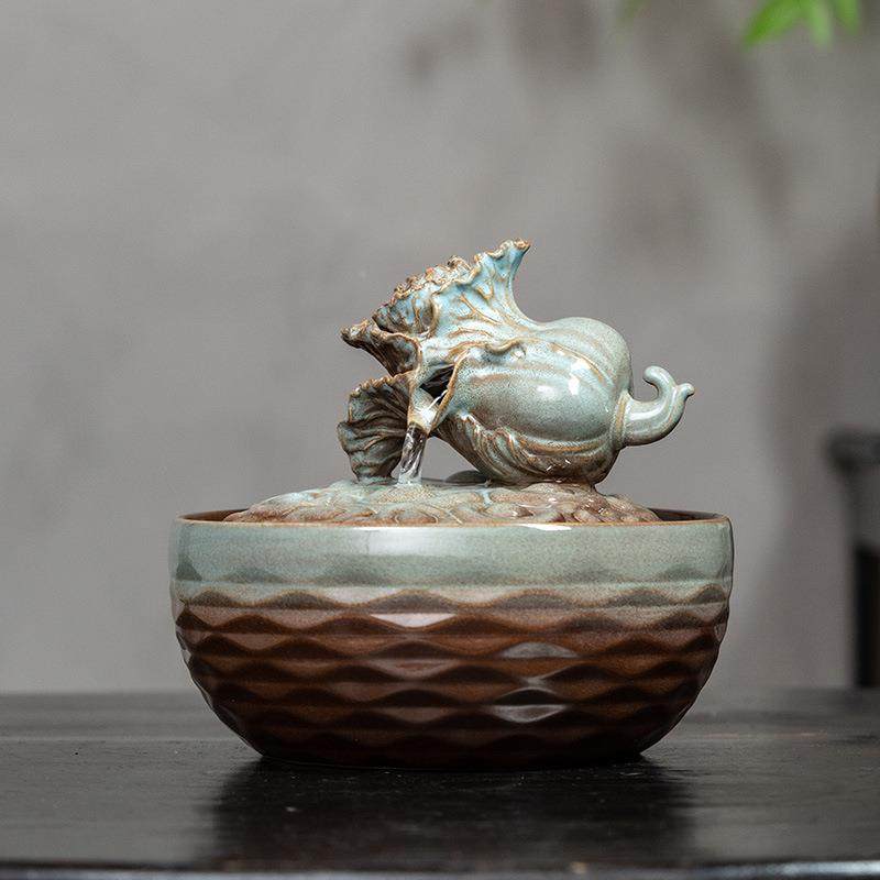 陶瓷流KBO摆茶件循水办公桌水台招财开业装饰品中式喷环泉百财流,家居饰品,流水摆件,淘宝优惠券,粉丝福利购,淘宝优惠卷