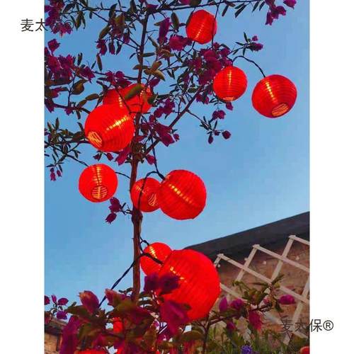 户外防水小连灯布笼布彩色串联太阳能绸中秋节树MKL上阳台庭院麦