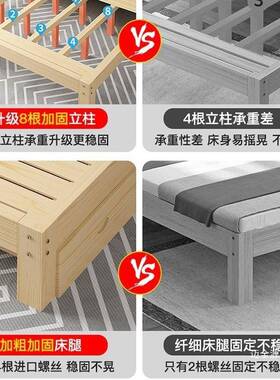 实XTH简单木床1.5米松木床床经济型双人床现代约出租房床简易人床