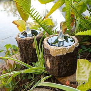 创意太院L阳能ED树桩软头蜡烛灯户外防饰水装 庭童趣YTH小夜灯