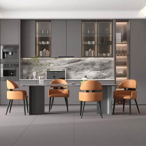 2025新款意式极简猫爪家皮用餐椅p酒FF1椅店餐厅子简约现代靠背餐