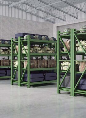军绿色中仓储可货架带轮网移动带货架重型仓UQL库储物架铁锹架盾