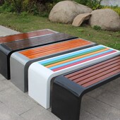 公园椅户外长椅庭院实木长条凳广场长条椅子休闲弯头塑木公共座椅