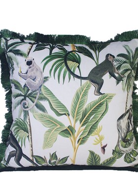 复古绿色系金色抱枕靠垫腰枕软装简约样板房布艺装饰凌之凌之