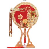 中式 新娘遮面手捧花古风结婚秀禾婚礼团扇出嫁喜扇成品厂