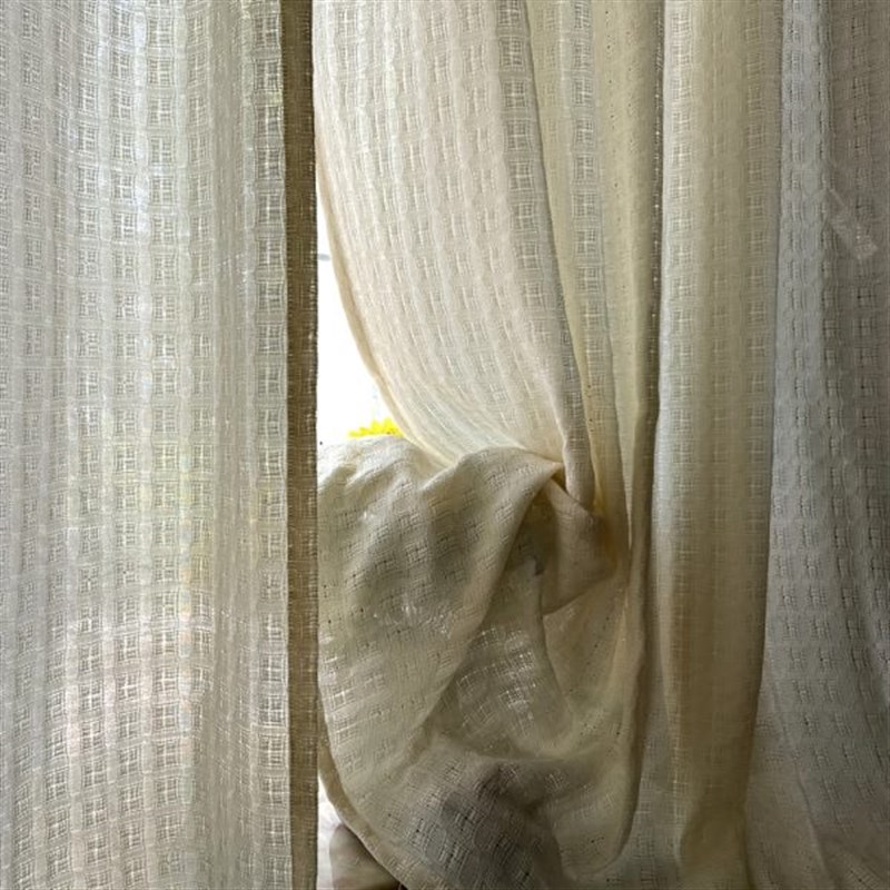 透光不透人新款日式卧室q客厅窗帘成品纱帘棉麻亚麻遮光奶油色民