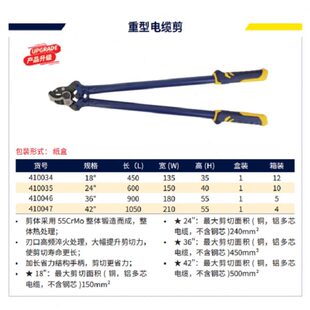 长城精工重型电缆剪断线钳剪钱钳月牙钳绞线钳截线钳450mm600mm
