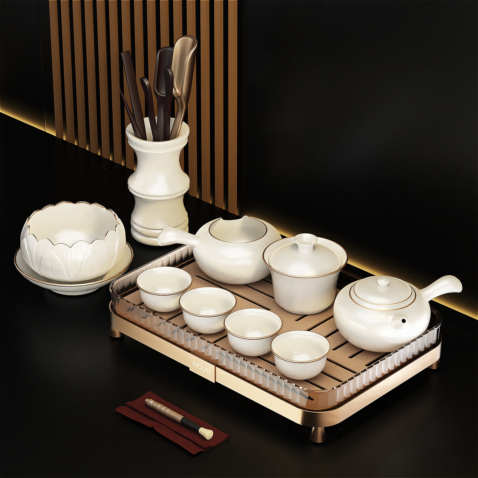 家用托盘茶具杯架塑料沥水茶盘茶台茶杯商用O水杯轻奢高档置物架