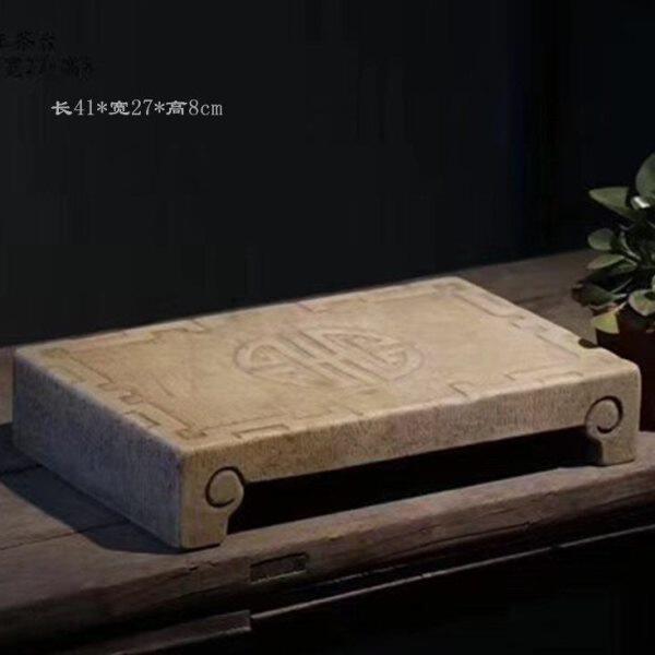 石雕回纹茶桌汉白玉花盆底座摆件大理石桌茶几室内外装饰品