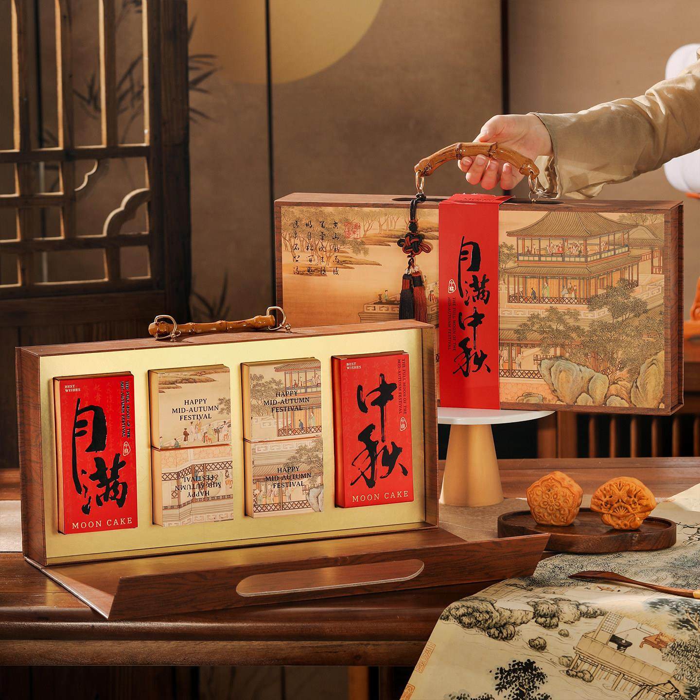 中秋礼盒月饼包装盒高档手提硬盒流心蛋黄酥盒子粒空盒定制