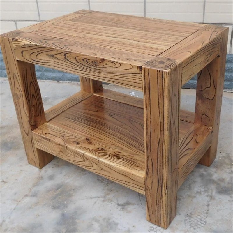 超承重鱼缸架花架盆景架子实木茶几奇石L架底座老榆木边几角几