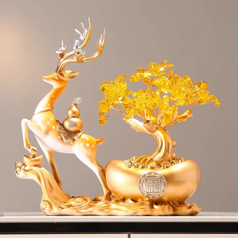 新中式大气好意头招财q进宝聚宝盆发财树前台大厅办公室做生意送