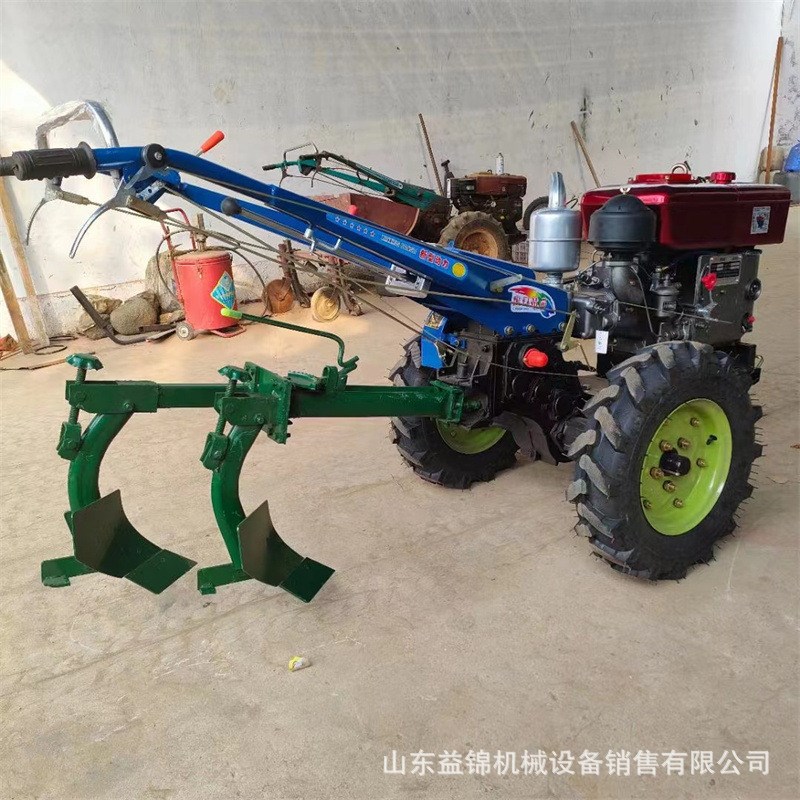 电启动18马力手扶拖拉s机出口手扶旋耕犁地机双铧犁地耙地机