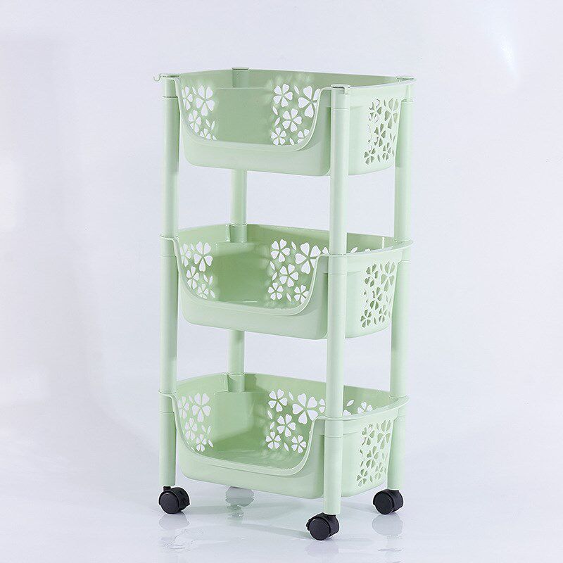 厨房多层叠加蔬菜置物架卫生间3层塑料蔬菜筐 浴室用品加厚收纳架