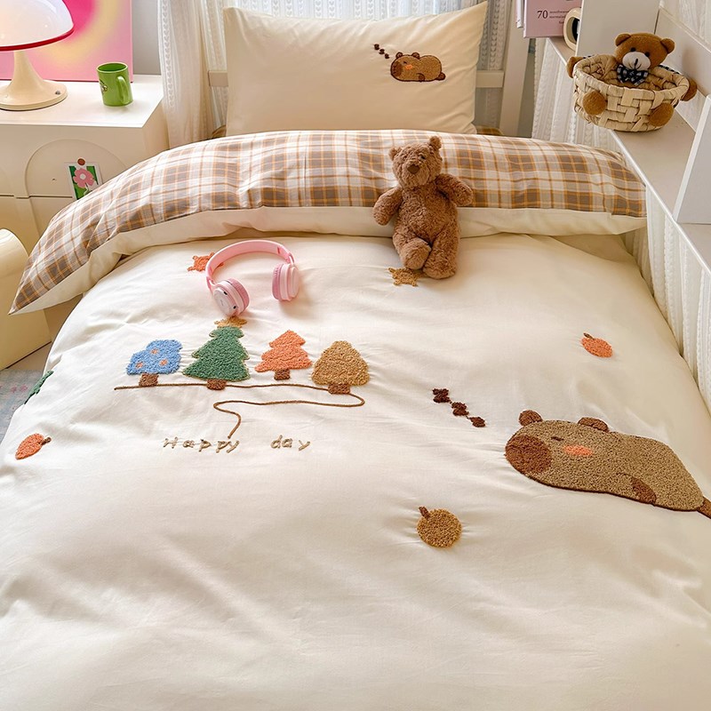 卡通大学生宿舍床上三件套100全棉寝室被套罩四件式床组床品