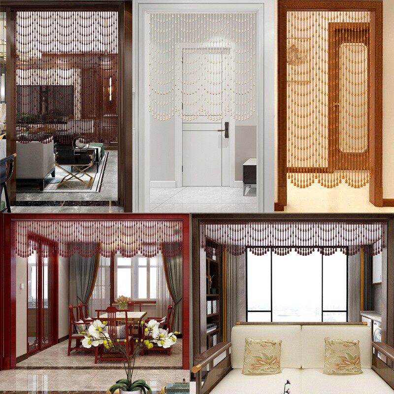 新款桃木原木葫芦门帘隔断帘厕所大门卧室厨房实木珠帘半帘免打孔