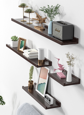 实木墙上置物架层板架墙壁u展示架墙面搁板电视墙装饰定制一字隔