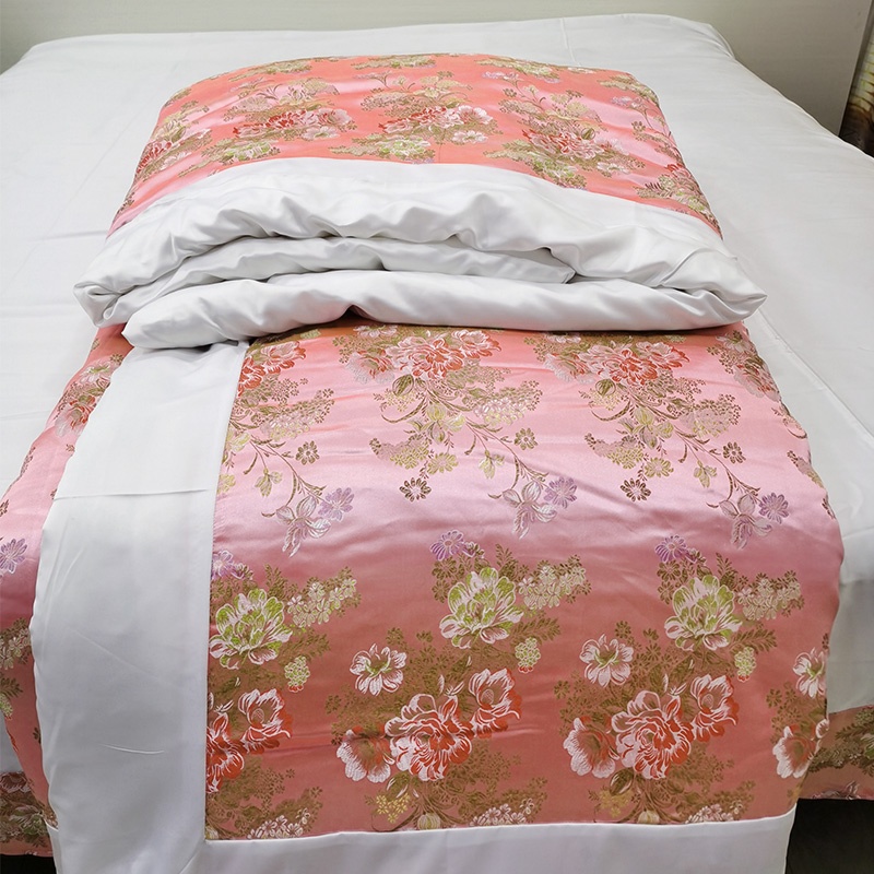 粉色婚被古代宫廷被子结婚用的红色喜陪嫁老式手工棉被传统丝绸缎