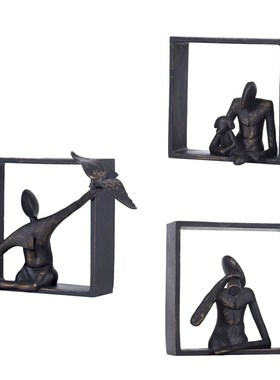 简约现代样板间软装抽象人物雕塑摆件售楼处书房书柜装饰柜工艺品