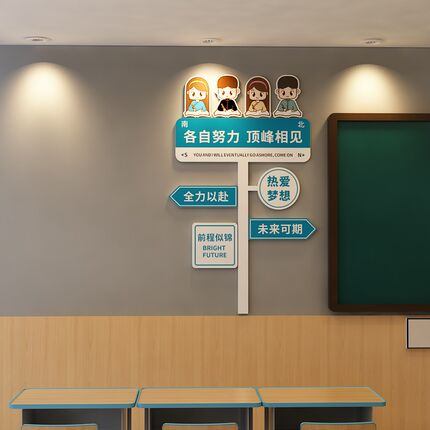路牌办公室励志墙贴纸学校班级教室墙面装饰立体贴画高三激励标语