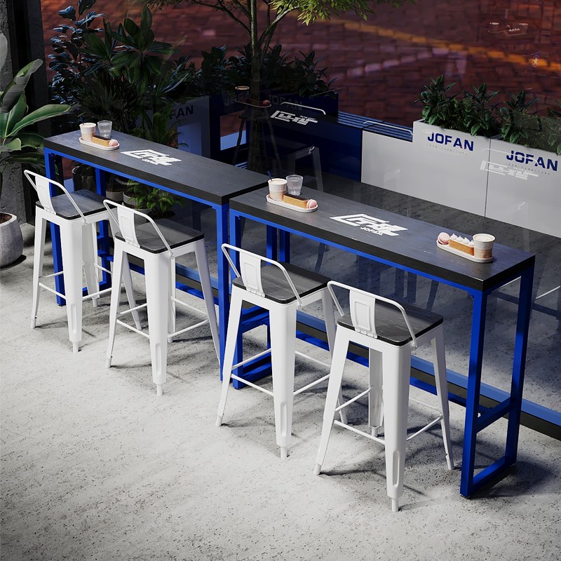 咖啡厅实木高脚桌酒吧奶茶店靠墙吧台桌长条桌工业风吧台椅椅子