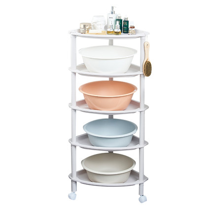 浴室塑料三角形洗脸盆架加厚大号置物架厨房卫生间滑轮收纳架落地