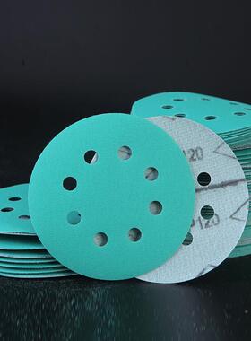 5寸砂6孔砂纸锆刚玉膜绿干磨车植绒圆盘打磨RXA汽油漆原子薄灰砂