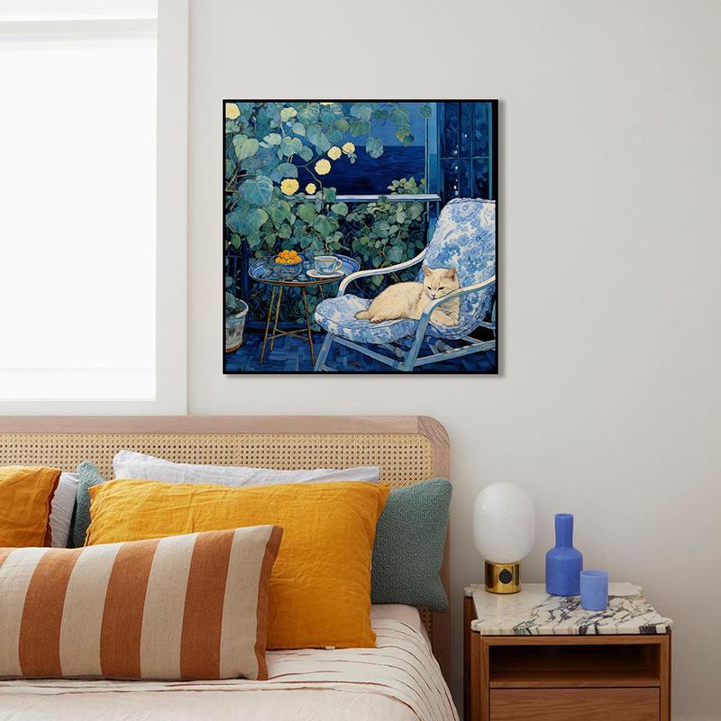 可爱猫咪简约EM-2839现代装马画蒂斯古色彩小众饰中风客厅餐厅卧