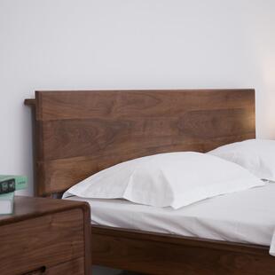 奢新中式全实木床黑桃木中榆式SMC家用双人床主卧胡轻老木卯榫床板床